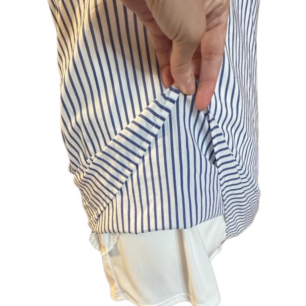 A. Byer NEW Small Striped One Shoulder Ruffle Blue Summer Dress with Pockets - Picture 4 of 11